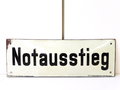 Emailschild "Notausstieg" 42 x 15cm, leuchtet im Dunkeln