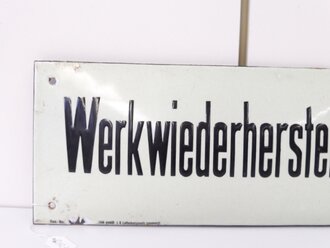 Emailschild " Werkwiederherstellungstrupp" 42 x 15cm, leuchtet im Dunkeln