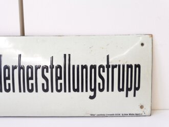 Emailschild " Werkwiederherstellungstrupp" 42 x 15cm, leuchtet im Dunkeln