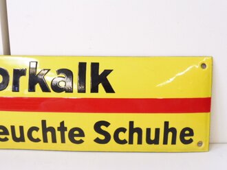 Emailschild " Chlorkalk für gasverseuchte Schuhe" 10 x 40cm