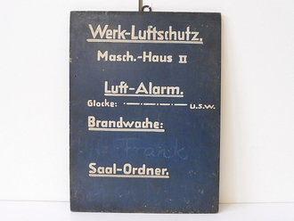 Holzschild " Werk Luftschutz ...." Originallack, 30 x 40cm