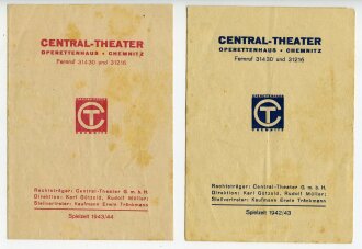 2 Theaterprogramme aus Chemnitz mit Verdunklungshinweisen