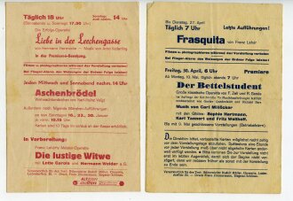 2 Theaterprogramme aus Chemnitz mit Verdunklungshinweisen