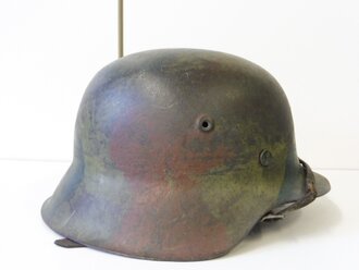 Heer, Stahlhelm M42 mit Tarnbemalung. Einwandfreies Stück , in allen Teilen original