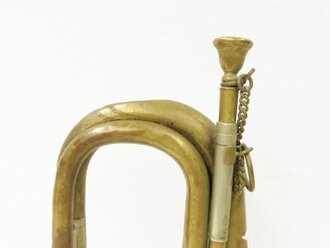 Signaltrompete Wehrmacht datiert 1940,  Messing mit Neusilberbeschlägen im Stil der Kaiserlichen Instrumente
