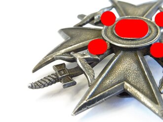 Spanienkreuz in silber mit Schwertern , Verliehenes Stück aus Silber mit markierung "835" Der Gegenhaken in der Zeit ergänzt, das Stück ist insgesamt leicht verbogen