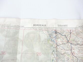Deutsche Fliegerkarte Bordeaux 60 x 62 cm, nach dem Krieg...