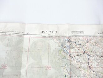 Deutsche Fliegerkarte Bordeaux 60 x 62 cm, nach dem Krieg Rückseitig nochmals bedruckt " Schwerter zu Pflugscharen"