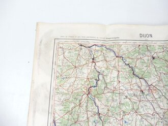 Deutsche Fliegerkarte Dijon 60 x 62 cm, nach dem Krieg Rückseitig nochmals bedruckt " Schwerter zu Pflugscharen"