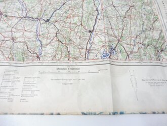 Deutsche Fliegerkarte Dijon 60 x 62 cm, nach dem Krieg Rückseitig nochmals bedruckt " Schwerter zu Pflugscharen"