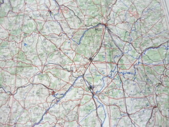 Deutsche Fliegerkarte Dijon 60 x 62 cm, nach dem Krieg Rückseitig nochmals bedruckt " Schwerter zu Pflugscharen"