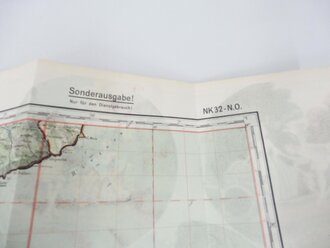 Deutsche Fliegerkarte Nice 60 x 62 cm, nach dem Krieg Rückseitig nochmals bedruckt " Schwerter zu Pflugscharen"