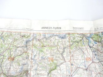 Deutsche Fliegerkarte Annecy-Turin 60 x 62 cm, nach dem...