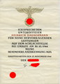 Anerkennungsurkunde des Heinrich Daubermann für seine hervorragenden Leistungen auf dem Schlachtfelde bei Embute am 30.10.1944. Dazu das Ehrenblatt. Beides mit Knicken von unsachgemäßem zusammenrollen.