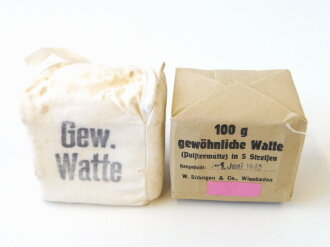 100g gewöhnliche Watte datiert 1942 in Tasche, gehört so in den Verbandkasten