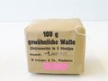 100g gewöhnliche Watte datiert 1942 in Tasche, gehört so in den Verbandkasten