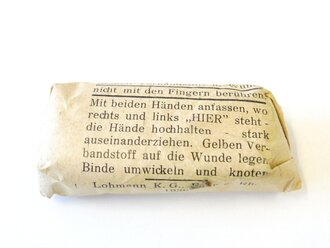 Verbandpäckchen mit Papierhülle datiert 1939 kleinformatig