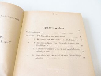H.Dv.183 " Arzneiheft für Heer und Luftwaffe" vom 1.August 1939, 105 Seiten