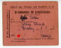 "Freifahrtausweis für Lazarett Insassen" der Heidelberger Straßen- und Bergbahn AG von 1942