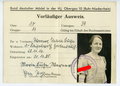 Vorläufiger Ausweis Bund Deutscher Mädel in der HJ Obergau 10 ( Ruhr Niederrhein)  von 1935