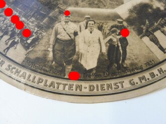 Propaganda Schallplatte des " Nationalen Schallplattendienst Berlin" beidseitig bedruckt, " Was der SA Mann singt Teil 3 und 4" Funktion nicht geprüft