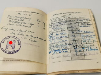 Deutsches Rotes Kreuz Dienstbuch einer Helferin aus Serbien, ausgefertigt in Belgrad 1943.