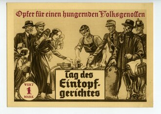 Winterhilfswerk 1933/34, Ansichtskarte "Tag des Eintopfgerichtes" Wert 1 Mark