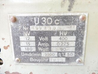 Umformersatz  U30c datiert 1945. Alt überlackiert, Funktion nicht geprüft
