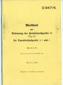 REPRODUKTION, D947/5 Merkblatt zur Bedienung des Fernsprechgeräts bf für Tornisterfunkgeräte b1 und f, vom 19.9.38, A5