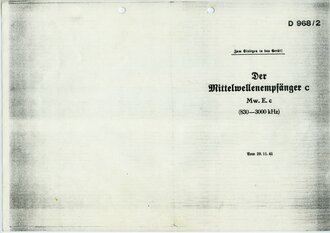 REPRODUKTION, D968/2 Der Mittelwellenempfänger c, vom 29.11.41, A4