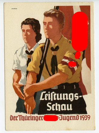 Propagandakarte "Leistungs- Schau der Thüringer Hitler Jugend 1939" Minimale Stockflecken