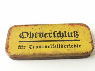 Ohrverschluss für Trommelfellverletzte mit Inhalt.