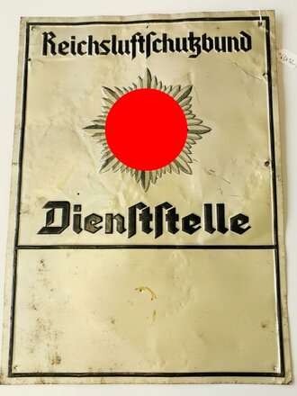 Blechschild " Reichsluftschutzbund Dienststelle" Originallack, 30 x 42cm