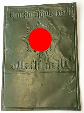 Blechschild " Reichsluftschutzbund Dienststelle" Originallack, 30 x 42cm