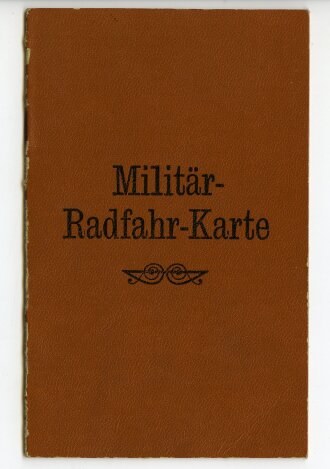 "Militär Radfahr Karte" für das niedere Zweirad Nr. 139, ausgestellt beim 5.Infanterie Regiment 1898