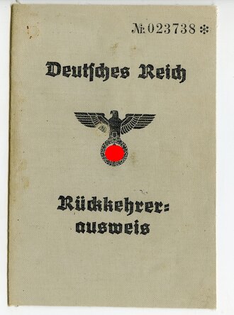 Rückkehrer Ausweis einer Lettin, ausgestellt 1939...