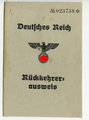 Rückkehrer Ausweis einer Lettin, ausgestellt 1939 von der Einwandererzentralstelle Posen