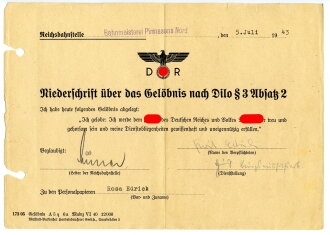 Deutsche Reichsbahn, Gelöbnis Niederschrift der...