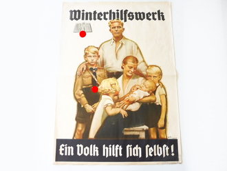 Winterhilfswerk Plakat "Ein Volk hilft sich selbst !" 42 x 60cm, mittig gefaltet