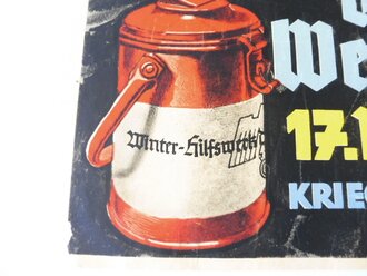 Plakat "Tag der Wehrmacht 17.März 1940 - Kriegswinterhilfswerk" 42 x 60cm, mittig gefaltet