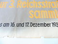 Winterhilfswerk Plakat "Hitlerjugend sammelt zur 3. Reichsstraßensammlung Dezember 1939" 42 x 60cm, mittig gefaltet, beschädigt