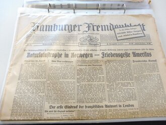 29 Ausgaben " Hamburger Fremdenblatt " von 1934, nicht auf vollständigkeit hin überprüft. Sauber im Ordner abgelegt