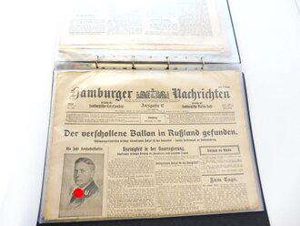 23 Ausgaben " Hamburger Zeitungen " davon 9 von 1945 ( Vor Kriegsende ), nicht auf vollständigkeit hin überprüft. Sauber im Ordner abgelegt