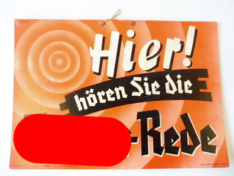 Plakat aus Aushang " Hier hören sie die...