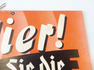 Plakat aus Aushang " Hier hören sie die Führer-Rede" 28 x 40cm, stabiler Karton