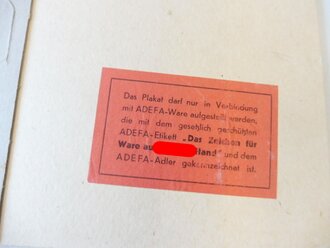 Aufsteller für ein Schaufenster " ADEFA Das Zeichen für Ware aus arischer Hand" 30 x 35cm
