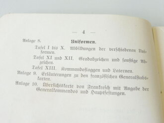 1.Weltkrieg, "Kurze Zusammenstellung über die französische Armee ", Berlin 1913 mit 34 Seiten und 9 farbigen Anlagen