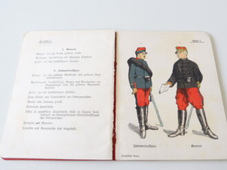"Kurze Zusammenstellung über die französische Armee ", Berlin 1913 mit 34 Seiten und 9 farbigen Anlagen, Buchrücken gelöst