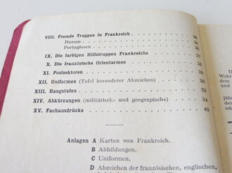 1.Weltkrieg "Kurze Zusammenstellung über die französische Armee ",vierte Auflage 1917 mit 46 Seiten und ca 30 Tafeln