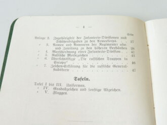 1.Weltkrieg "Kurze Zusammenstellung über die russische Armee ", Berlin 1913 mit 44 Seiten und 5 farbigen Anlagen